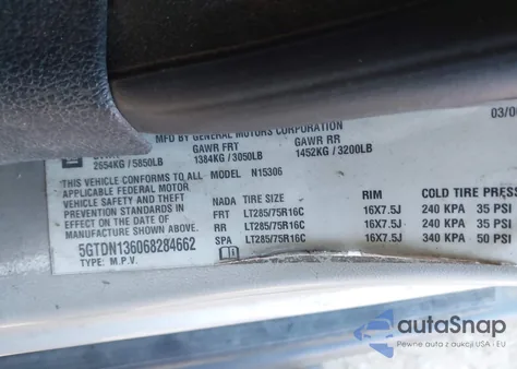 2006 Hummer H3 Suv z USA, uszkodzony, nr VIN 5GTDN136068284662